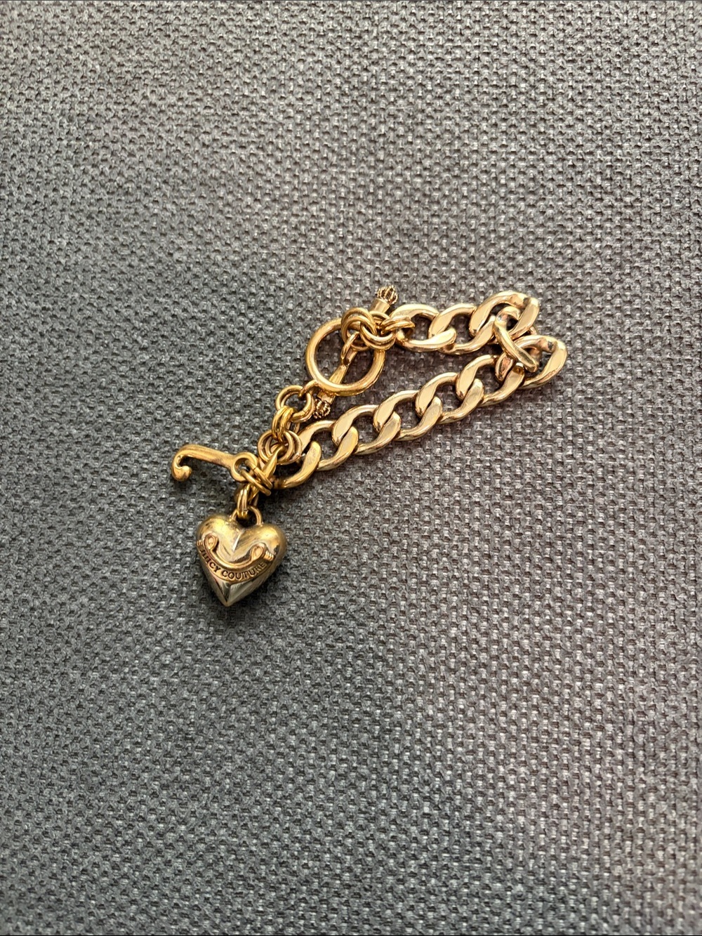 Juicy Couture Gold Heart Toggle Charm Bracelet